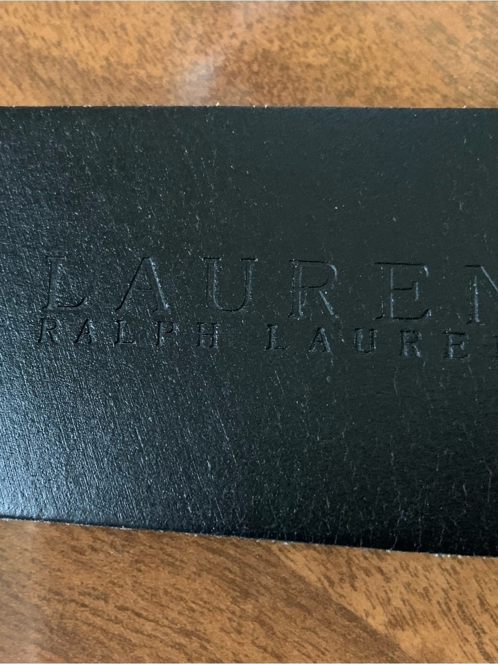 Lauren Ralph Lauren Silver RL Oval Logo Buckle on Black Leather Belt - Picture 3 of 8